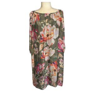 New bellambra silk blend floral dress Green White Pink Knee Length Xl Italy